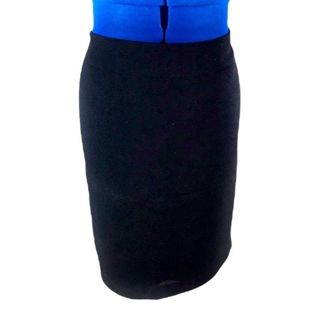 Kasper 14P black textured pattern side zip pencil skirt